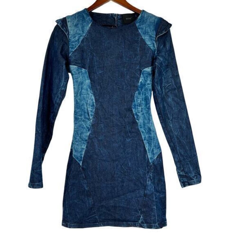 Gestuz denim two tone blue long sleeve pullover dress size 38 / US medium